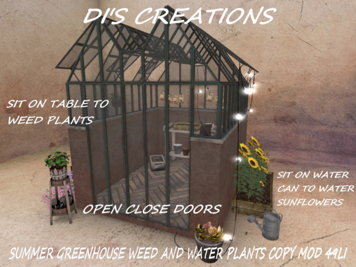 SUMMER GREENHOUSE WEED AND WATER PLANTS