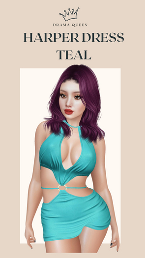 DRAMA QUEEN Harper Dress Teal (ADD)