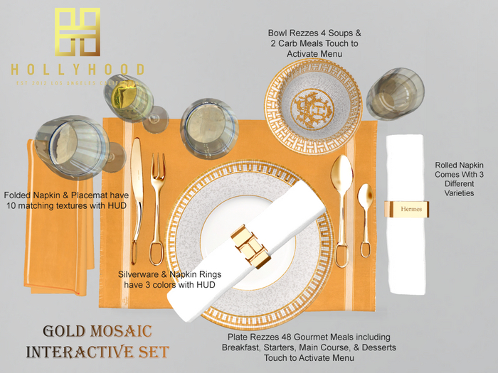 Hollyhood High H Mosaic Dinnerware Set - GOLD