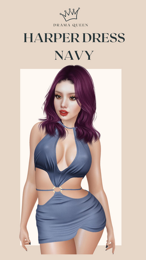 DRAMA QUEEN Harper Dress Navy (ADD)