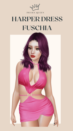 DRAMA QUEEN Harper Dress Fuschia (ADD)