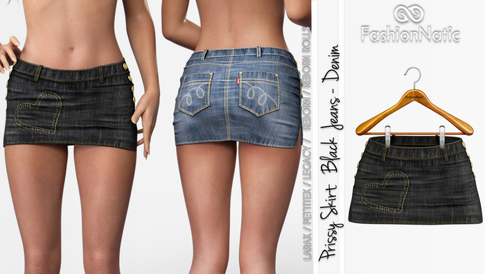 Skirt Prissy Black Denim - Jeans- LaraX, PetiteX, Legacy, Reborn, Rolls - FashionNatic