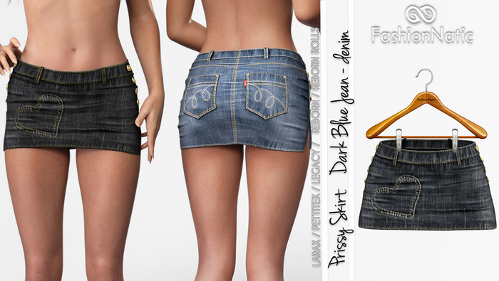 Skirt Prissy Dark Blue Denim - Jeans- LaraX, PetiteX, Legacy, Reborn, Rolls - FashionNatic