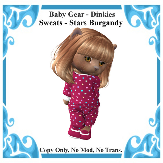 Baby Gear Dinkies - Sweat Set Stars Burgandy (Bagged)