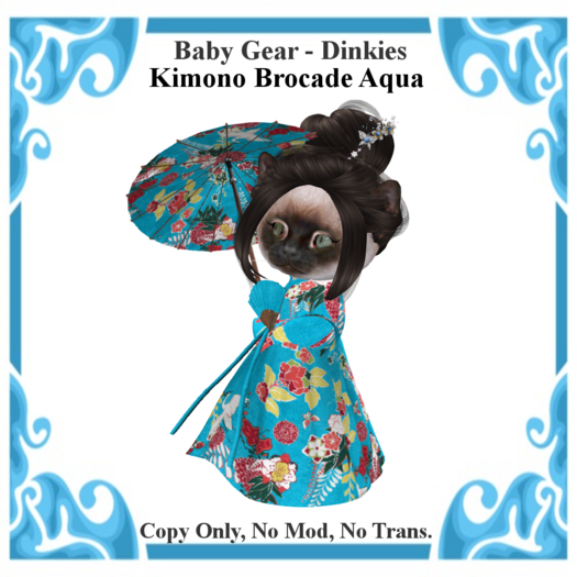Baby Gear Dinkies - Kimono Set Brocade Aqua (Bagged)
