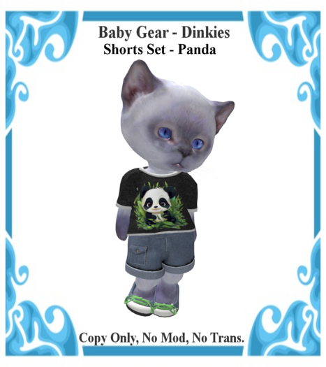 Baby Gear Dinkies - Shorts Set Panda (Bagged)