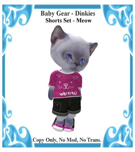 Baby Gear Dinkies - Shorts Set Meow (Bagged)