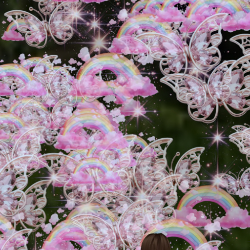 Pink Crystal  Butterfly and Rainbow Confetti Tosser