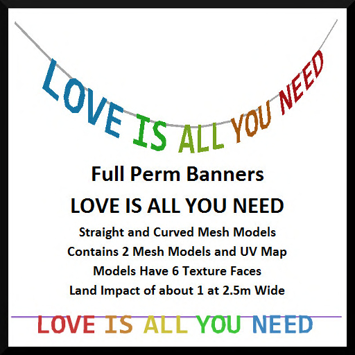 Full Perm LOVE IS ALL YOU NEED Banner Set