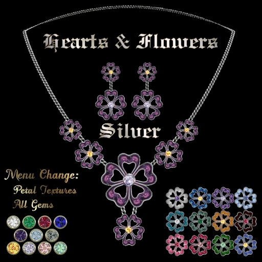 Ashira's Hearts & FLowers - Silver