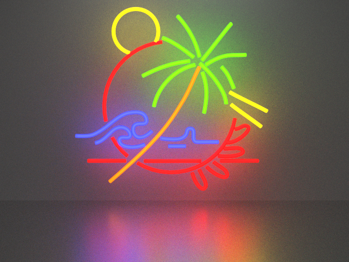 Waves and palm neon sign Full Permission