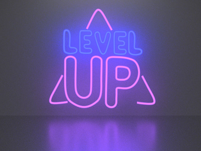 Level up neon sign Full Permission