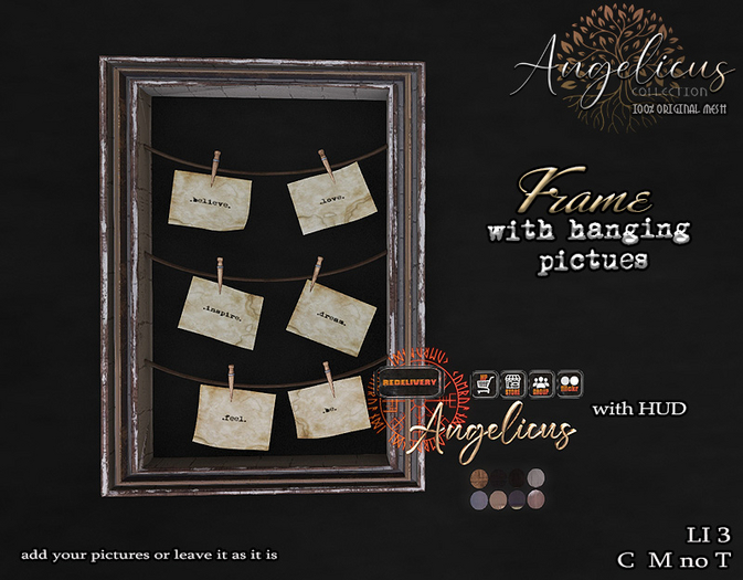 .Angelicus. Frame with hanging pictures
