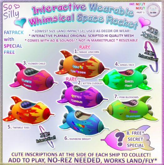 01 RARE SpaceRocket-MagicUnicorn SO SILLY