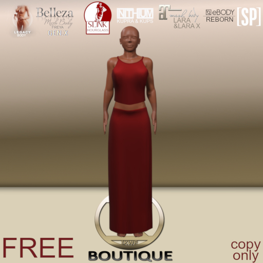 2pc Gown - Tank Top and Long Skirt Red
