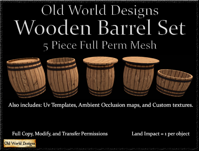 Old World Designs Full Perm Wooden Barrel and Table FP Mesh Set