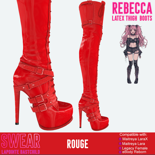 Latex Boots - Thigh High Rebecca ROUGE