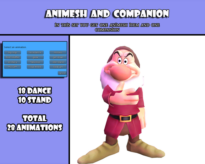 Second Life Marketplace - 7 dwarf grumpy animesh and companion