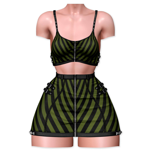 .{PSYCHO:Byts}. Viktoria Outfit // Green Stripes
