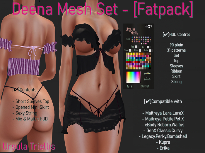 7029 Deena Mesh Top/Skirt/String - [Fatpack]