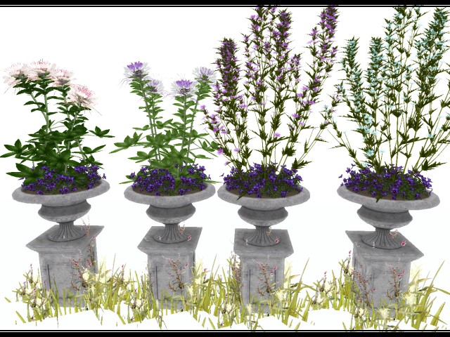 [AE] Home & Garden - Cement Flower Urn Complete Set