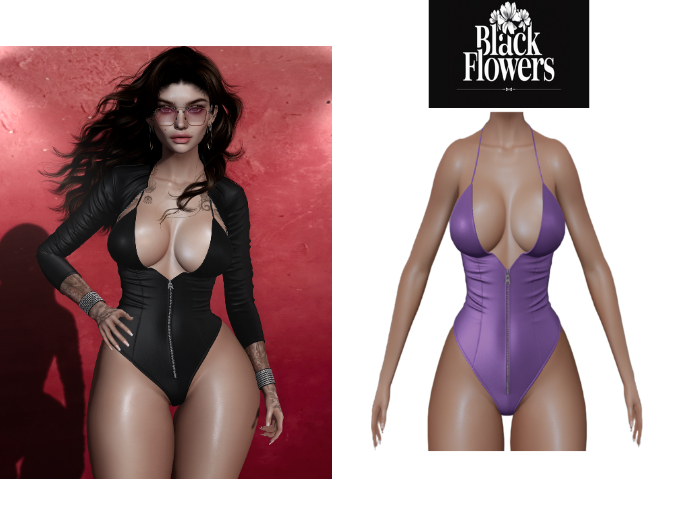Black.Flowers - Ivy Bodysuit - Purple [ADD]