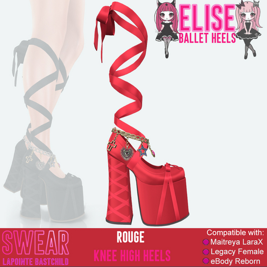 Ballet Heels - Elise - KNEE HIGH ROUGE 