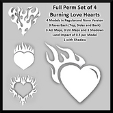 Full Perm Set of 4 Burning Love Hearts