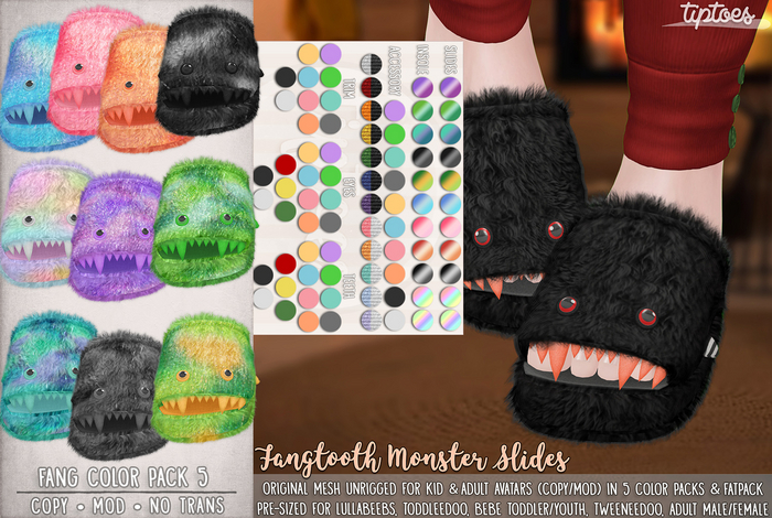 . tiptoes - Fangtooth Monster Slides - Color Pack 5