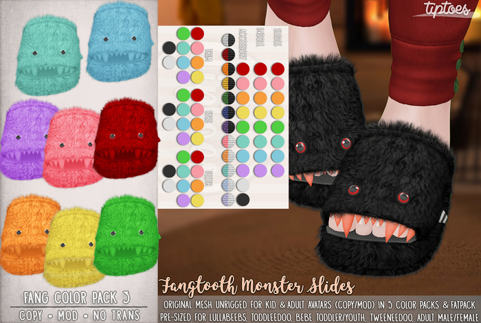 . tiptoes - Fangtooth Monster Slides - Color Pack 3