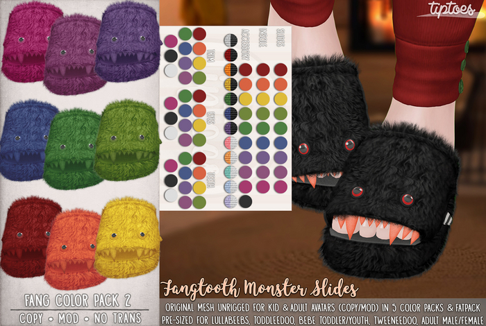 . tiptoes - Fangtooth Monster Slides - Color Pack 2