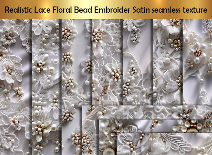 Realistic Lace Floral Bead Embroider Satin seamless texture B full perm