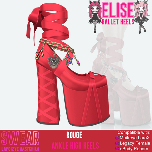 Ballet Heels - Elise - ANKLE HIGH ROUGE