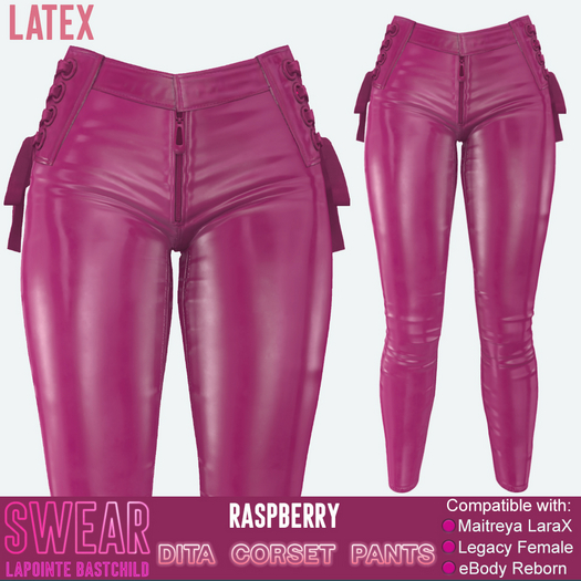 Latex Pants - Dita Corset - RASPBERRY
