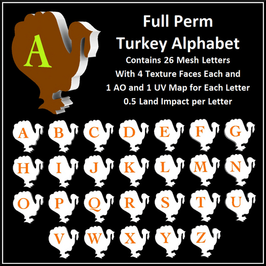 Full Perm Turkey Alphabet