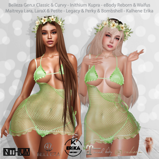 Darcy Bikini & Dress Lime: Belleza Gen.X - Inithium Kupra - eBody Reborn & Waifu - Maitreya LaraX - Legacy Perky Bombshe