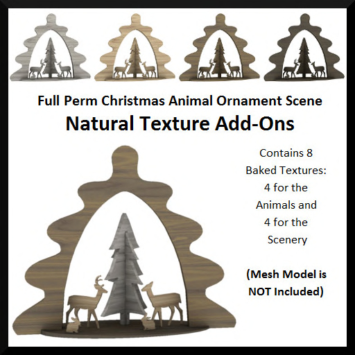 Full Perm Christmas Animal Ornament Scene Natural Textures