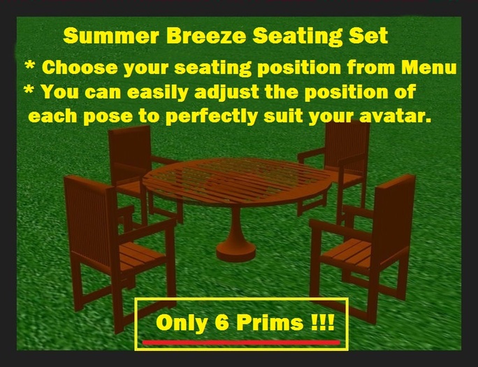  Summer Breeze mesa e cadeiras / apenas 6 Prims para o conjunto!!! 