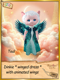 Dinkie * winged dress with wings teal