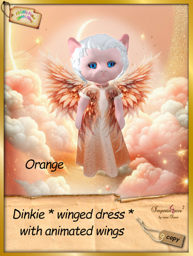 Dinkie * winged dress with wings orange