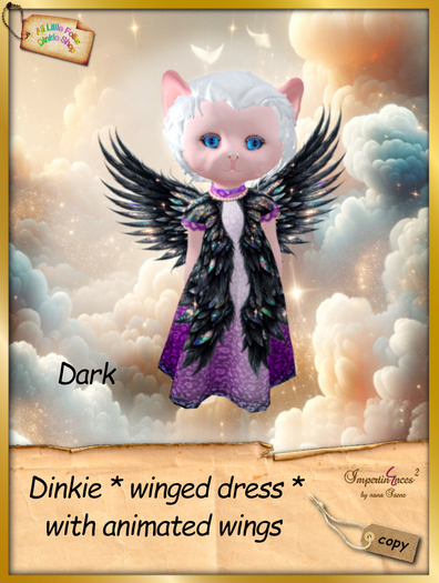 Dinkie * winged dress with wings dark