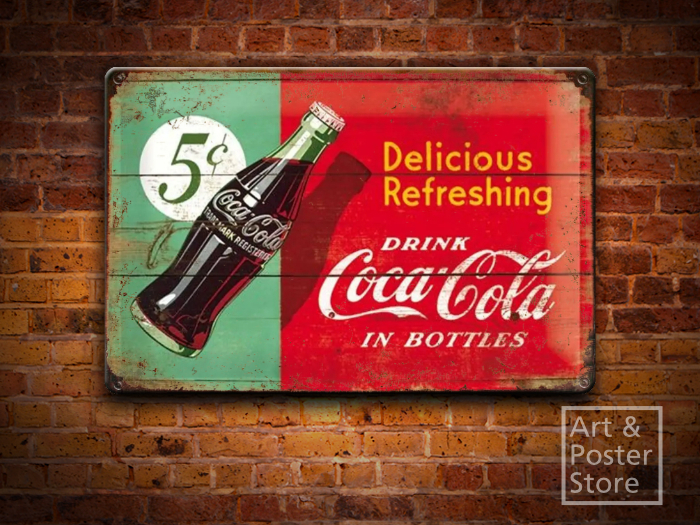  Delicious Refreshing Cola | Rusty Vintage Metal Sign Ad Poster 
