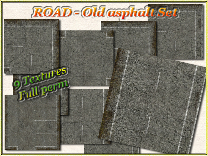 ROAD - Old asphalt Set (9 TEXTURES) (Full perm)