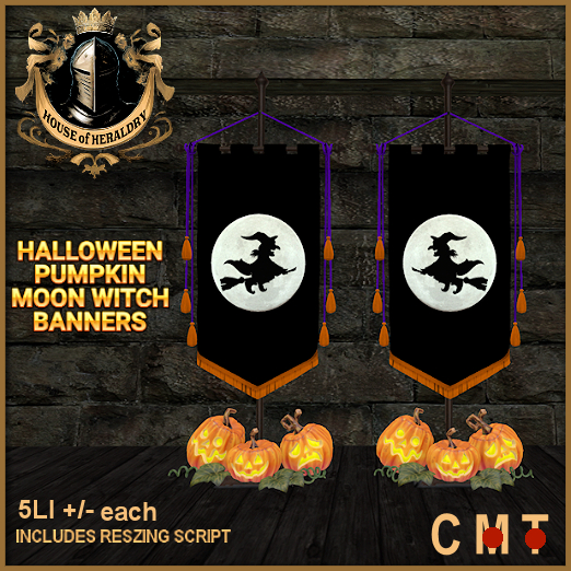 Halloween Pumpkin Moon Witch Banners