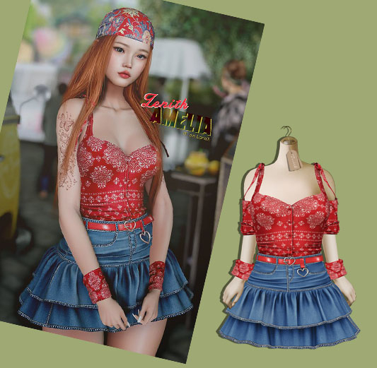 (Wear)=Zenith=Amelia Dress (Flower Red)