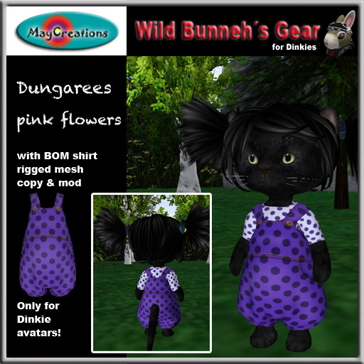 MayCreations WBG Dinkies dungarees polka dots purple