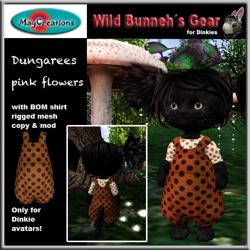 MayCreations WBG Dinkies dungarees polka dots brown
