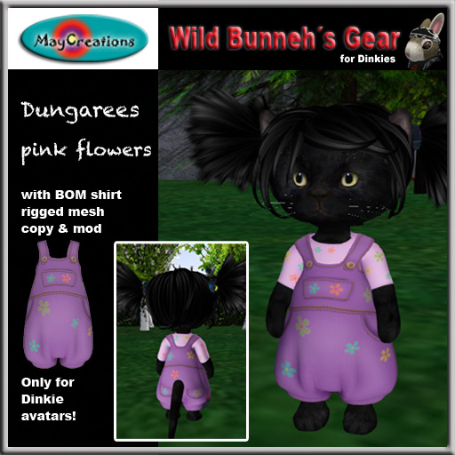 MayCreations WBG Dinkies dungarees pink flowers