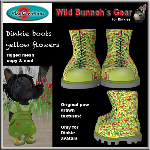 MayCreations WBG Dinkie boots yellow flowers