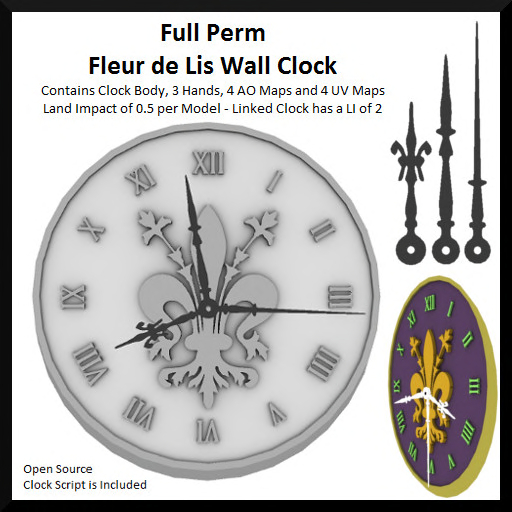 Full Perm Fleur de Lis Wall Clock